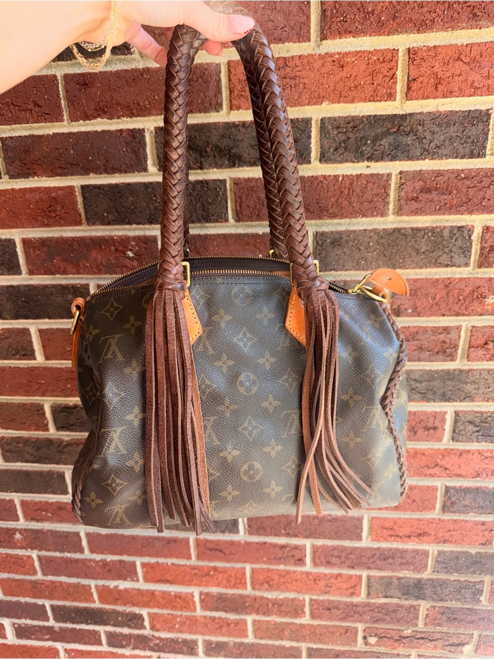 Louis Vuitton Brown Monogram Braided-Handle Tassel Satchel